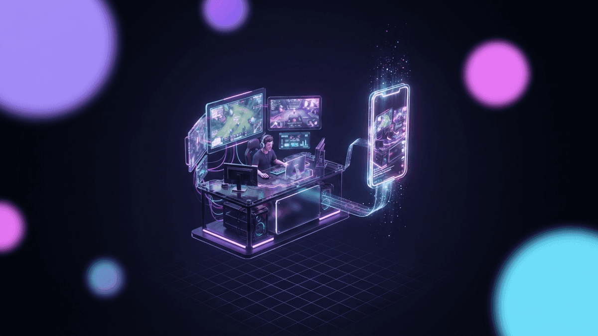 Un streamer en live, avec un clip vertical qui part sur TikTok pendant que le stream continue