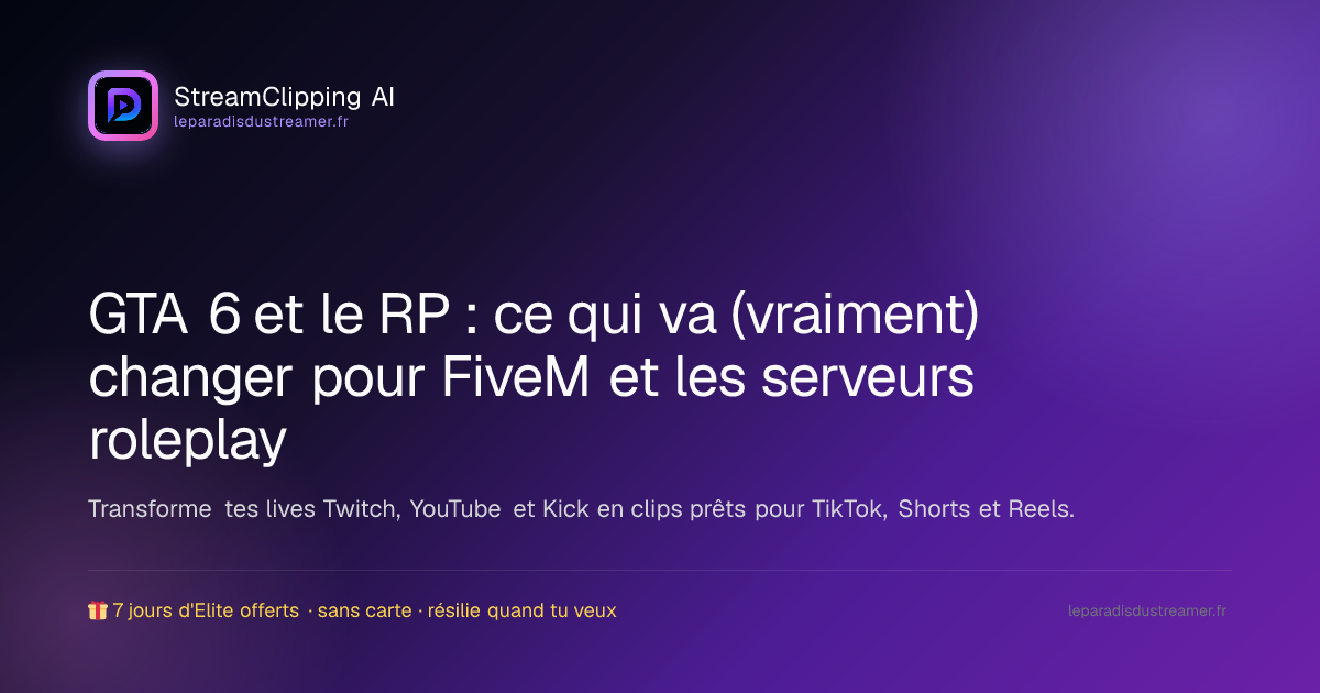Un setup de streamer GTA RP avec plusieurs écrans, la carte de Vice City de GTA 6 en fond, symbolisant la transition entre FiveM et l'avenir du RP.