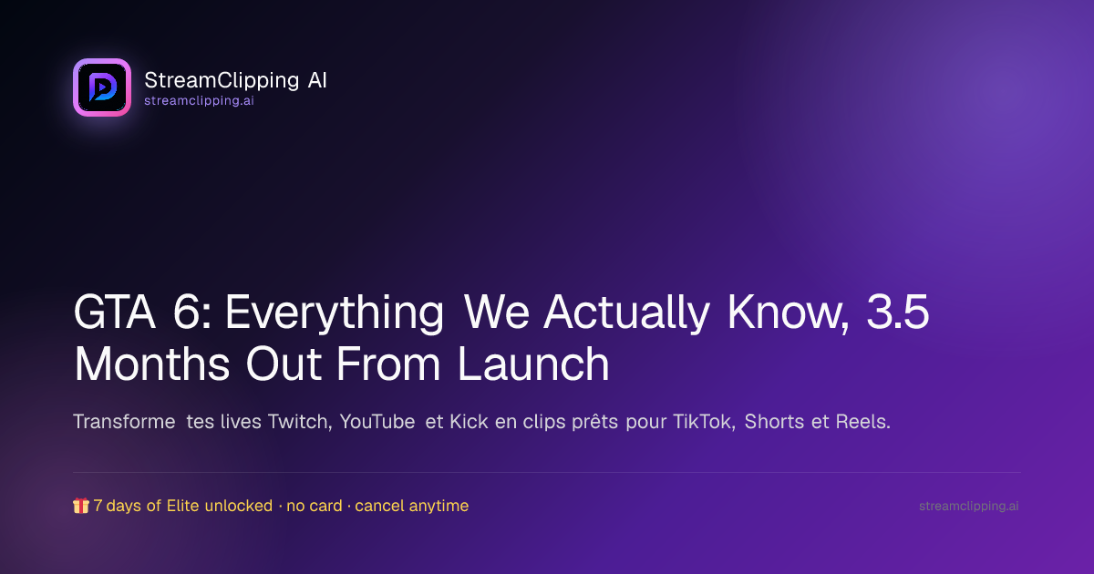 Full recap of everything confirmed about GTA 6 before its November 19, 2026 release, seen from a streamer and clipper's angle.