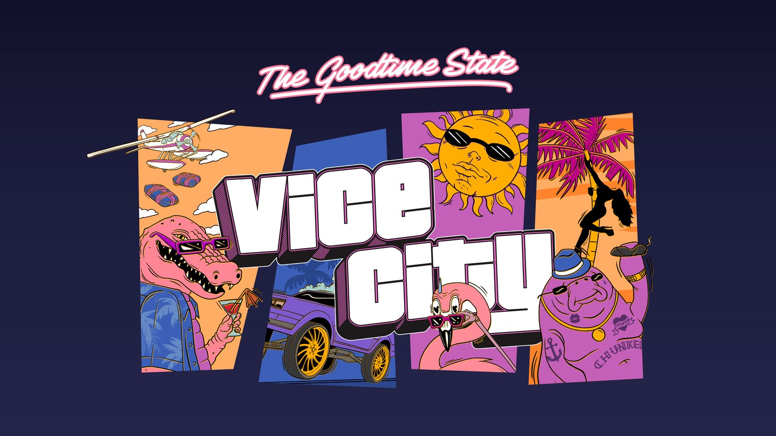The official illustration for GTA 6's "The Goodtime State – Vice City Collection" collector's box.