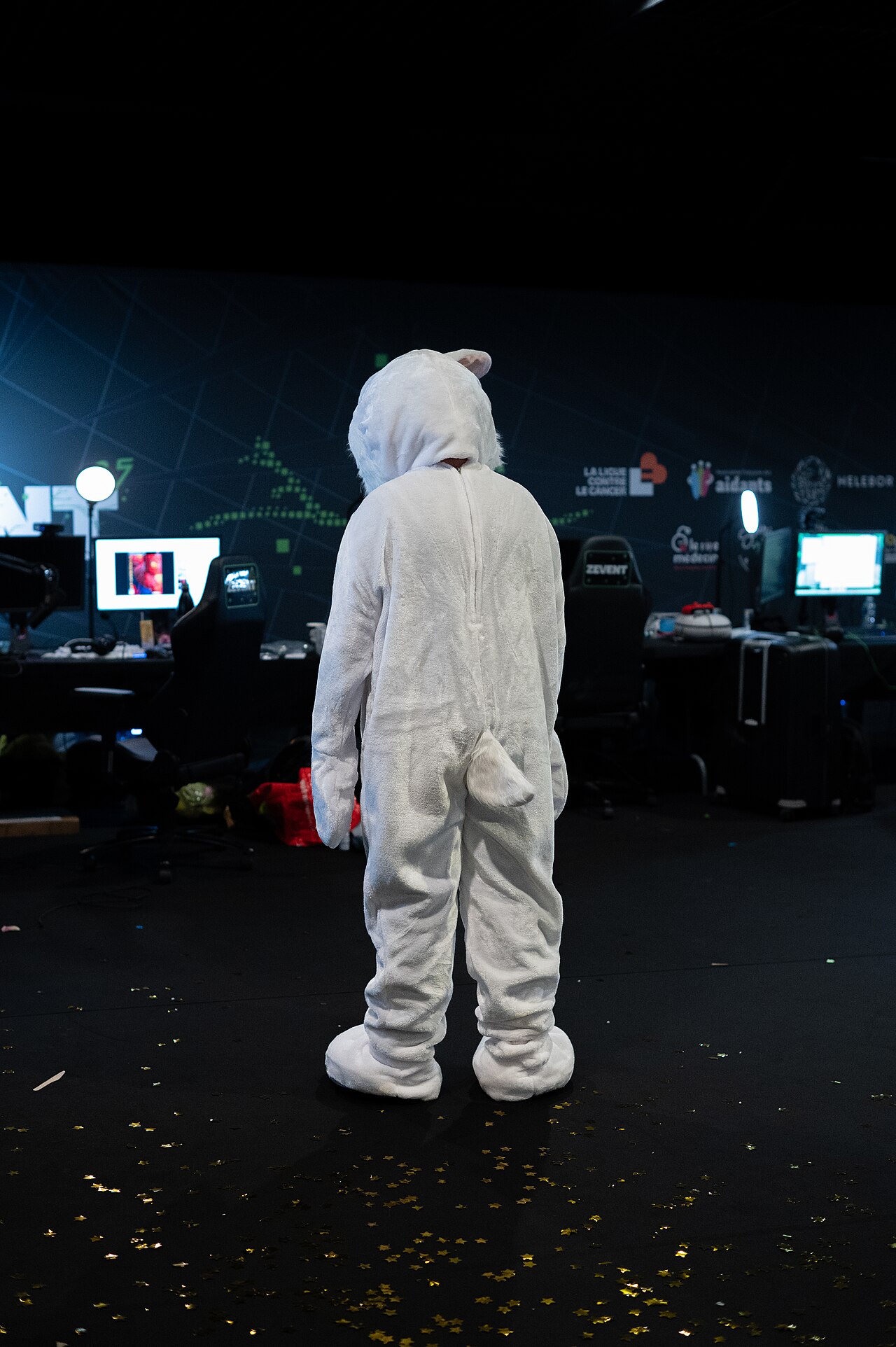 Antoine Daniel in a rabbit costume during ZEvent, at ZEvent 2025.